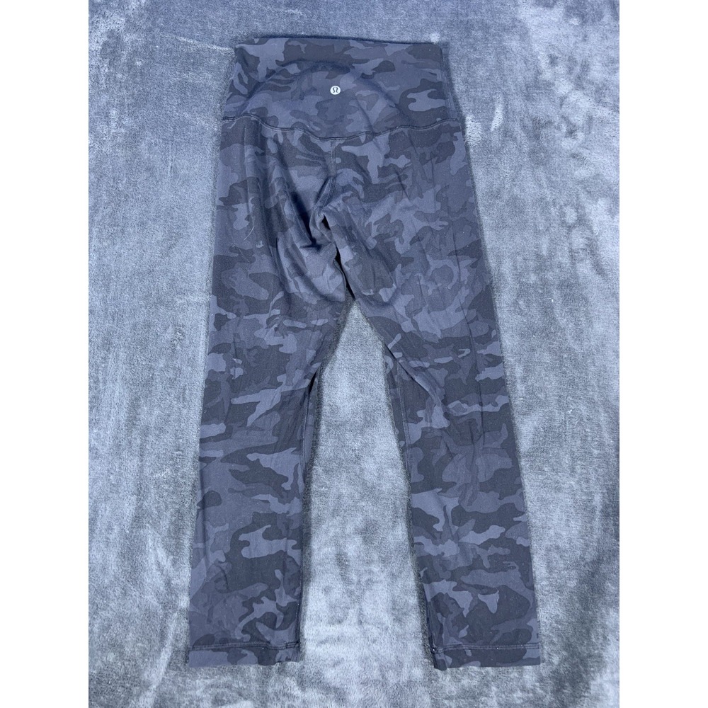 Lululemon Black Gray Camouflage High Rise Ankle Leggings Women Stretch Sz 4